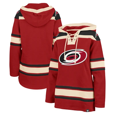 Women's '47  Red Carolina Hurricanes Superior Lacer Pullover Hoodie