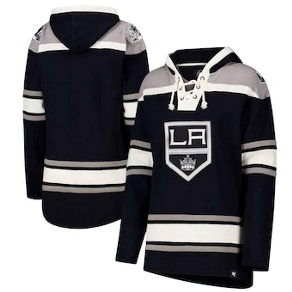 Women's '47  Black Los Angeles Kings Superior Lacer Pullover Hoodie