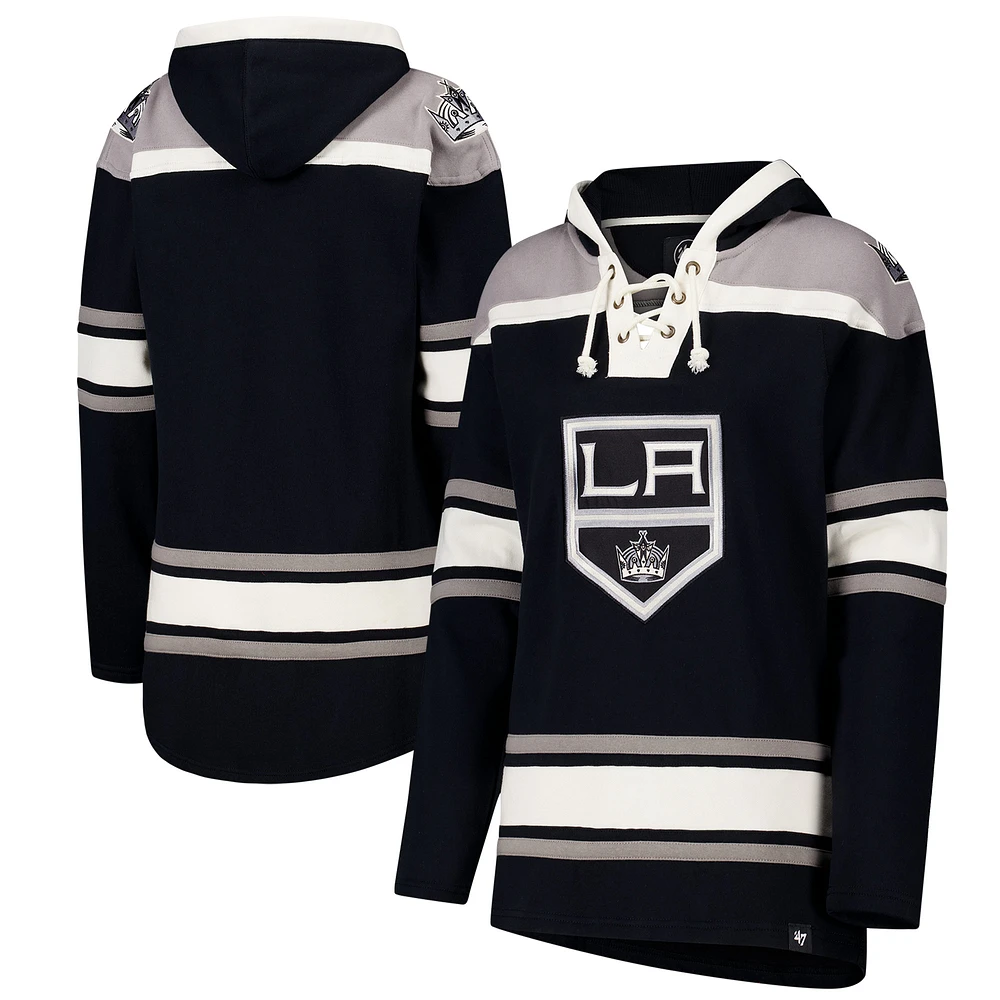 Women's '47  Black Los Angeles Kings Superior Lacer Pullover Hoodie