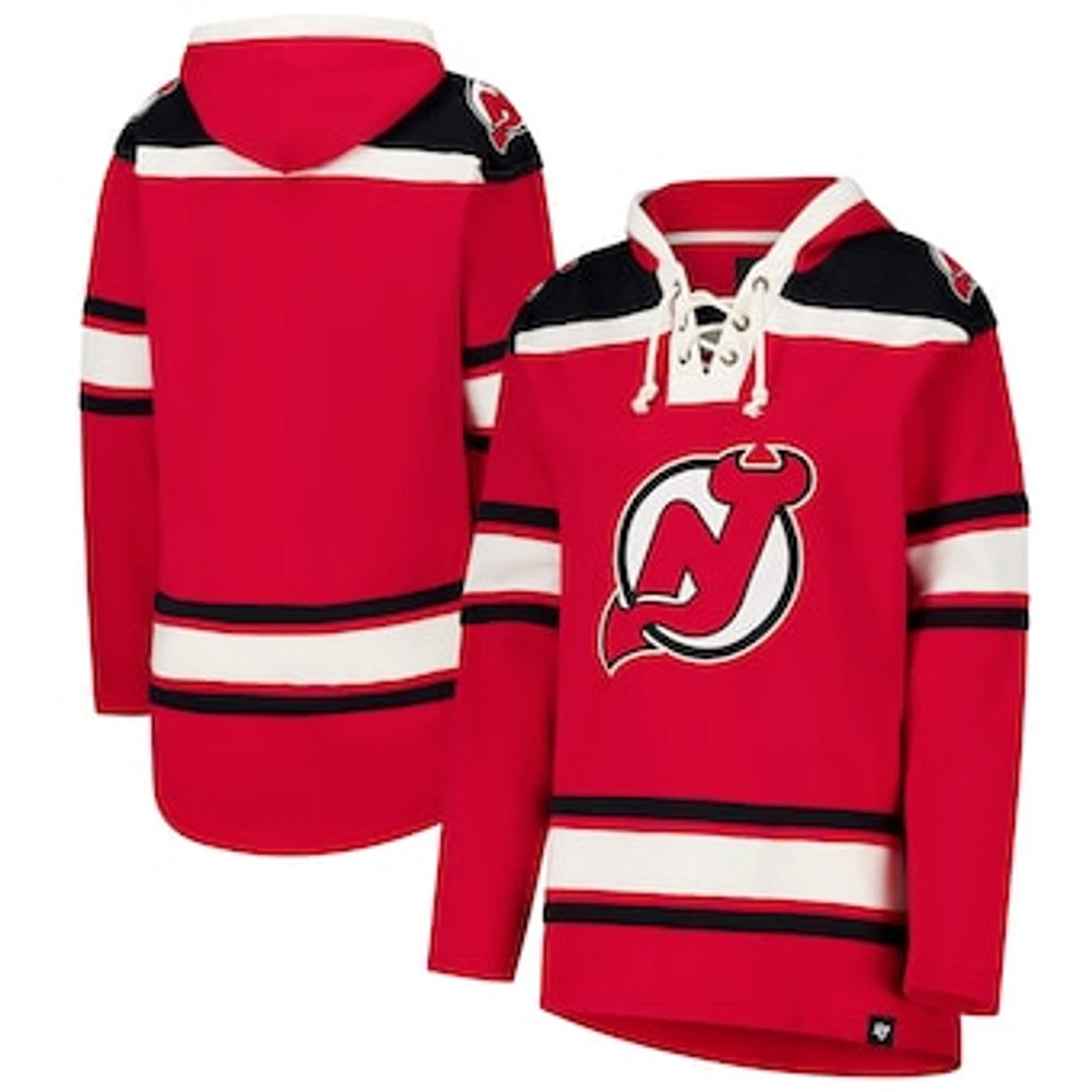 Women's '47  Red New Jersey Devils Superior Lacer Pullover Hoodie