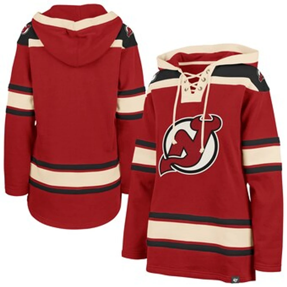 Women's '47  Red New Jersey Devils Superior Lacer Pullover Hoodie