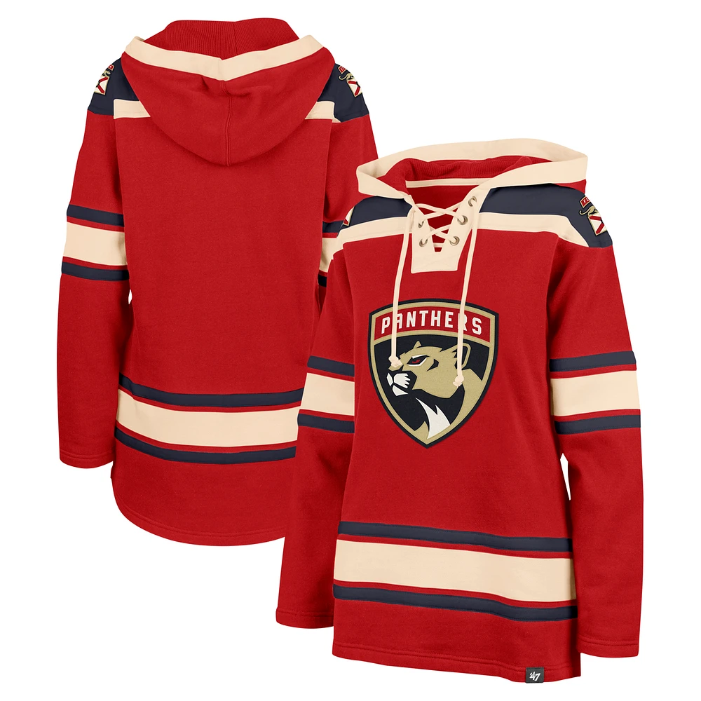 Women's '47  Red Florida Panthers Superior Lacer Pullover Hoodie