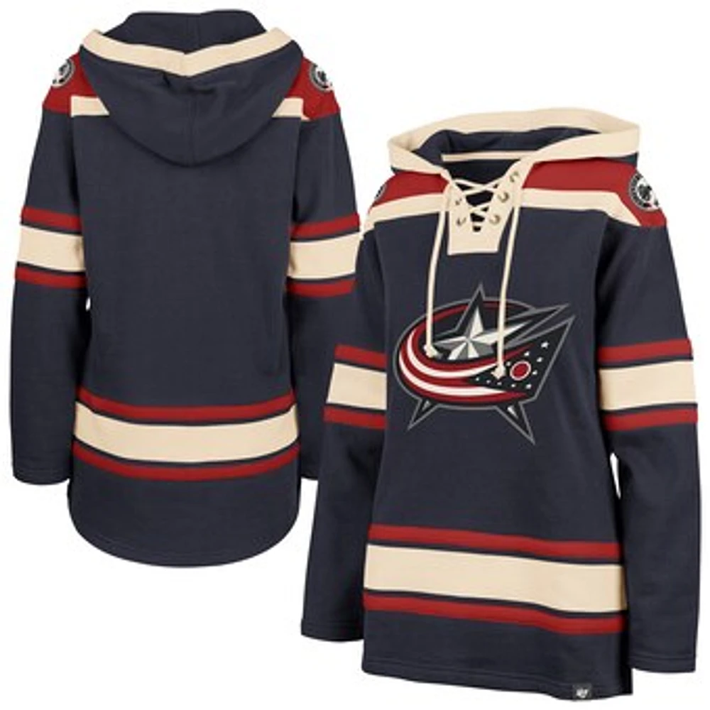 Women's '47  Navy Columbus Blue Jackets Superior Lacer Pullover Hoodie