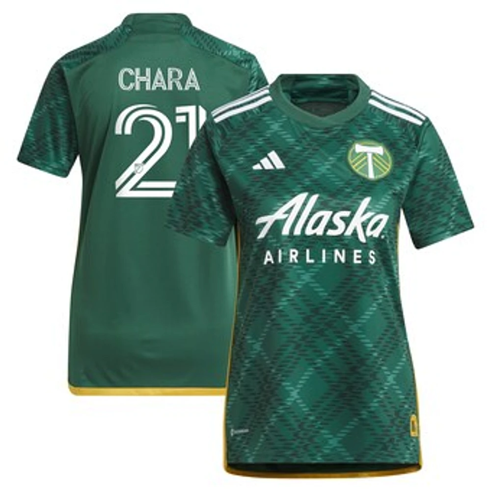 Women's adidas Diego Chara Green Portland Timbers 2023 Plaid Kit Replica Jersey