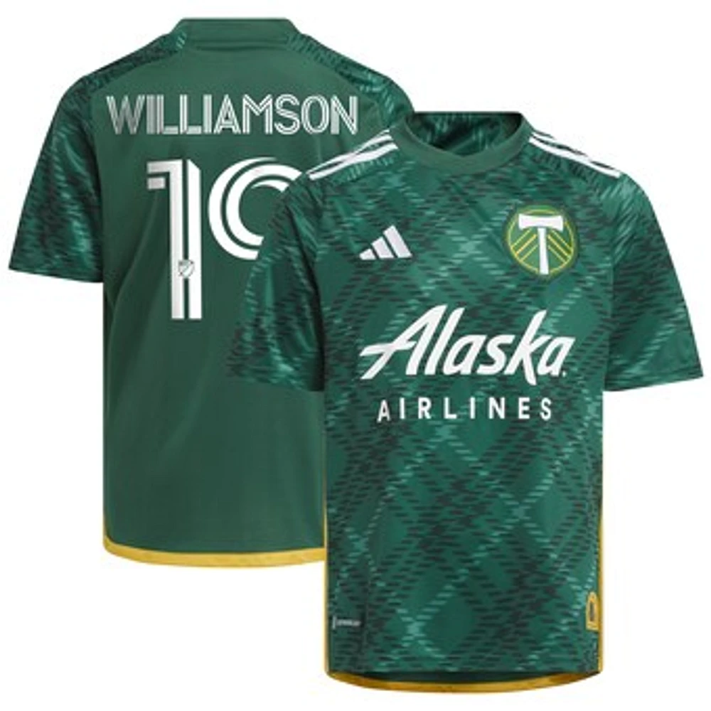 Youth adidas Eryk Williamson Green Portland Timbers 2023 Plaid Kit Replica Jersey