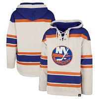 Men's '47  Oatmeal New York Islanders Rockaway Lacer Pullover Hoodie