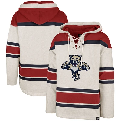 Men's '47  Oatmeal Florida Panthers Rockaway Lacer Pullover Hoodie