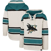 Men's '47  Oatmeal San Jose Sharks Rockaway Lacer Pullover Hoodie