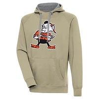 Men's Antigua  Khaki Cleveland Browns Primary Logo Victory Pullover Hoodie