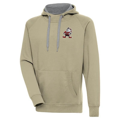 Men's Antigua  Khaki Cleveland Browns Victory Pullover Hoodie