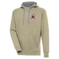 Men's Antigua  Khaki Cleveland Browns Victory Pullover Hoodie