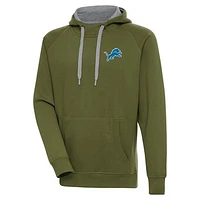 Men's Antigua  Olive Detroit Lions  Victory Pullover Hoodie