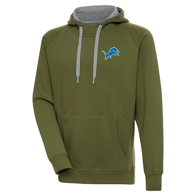 Men's Antigua  Olive Detroit Lions  Victory Pullover Hoodie