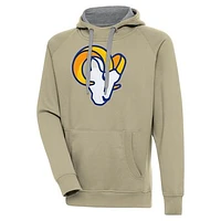 Men's Antigua  Khaki Los Angeles Rams Primary Logo Victory Pullover Hoodie