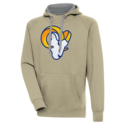 Men's Antigua  Khaki Los Angeles Rams Primary Logo Victory Pullover Hoodie