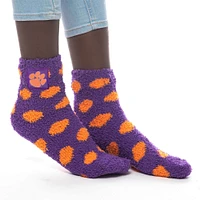 Women's ZooZatz Clemson Tigers Fuzzy Dot Ankle Socks