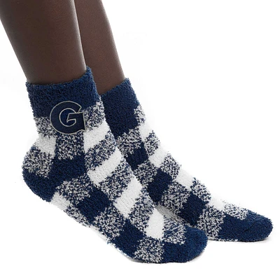 Women's ZooZatz Georgetown Hoyas Fuzzy Buffalo Check Ankle Socks