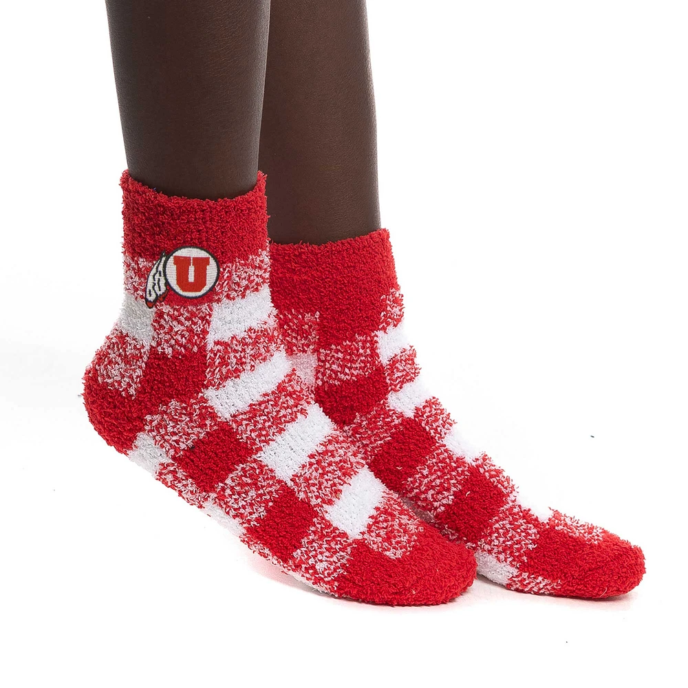 Women's ZooZatz Utah Utes Fuzzy Buffalo Check Ankle Socks