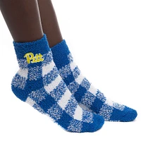 Women's ZooZatz Pitt Panthers Fuzzy Buffalo Check Ankle Socks