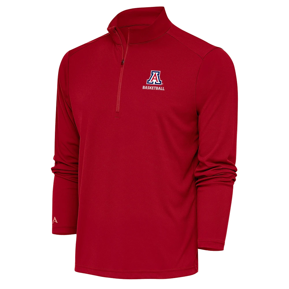 Women's Antigua Red Arizona Wildcats Basketball Tribute Half-Zip Pullover Top