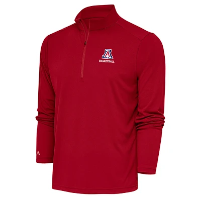 Women's Antigua  Red Arizona Wildcats Basketball Tribute Half-Zip Pullover Top