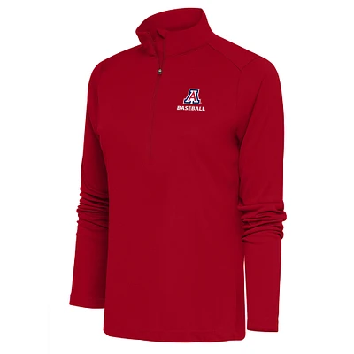 Women's Antigua  Red Arizona Wildcats Baseball Tribute Half-Zip Pullover Top