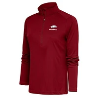 Women's Antigua  Cardinal Arkansas Razorbacks Baseball Tribute Half-Zip Pullover Top