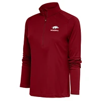 Women's Antigua  Cardinal Arkansas Razorbacks Baseball Tribute Half-Zip Pullover Top