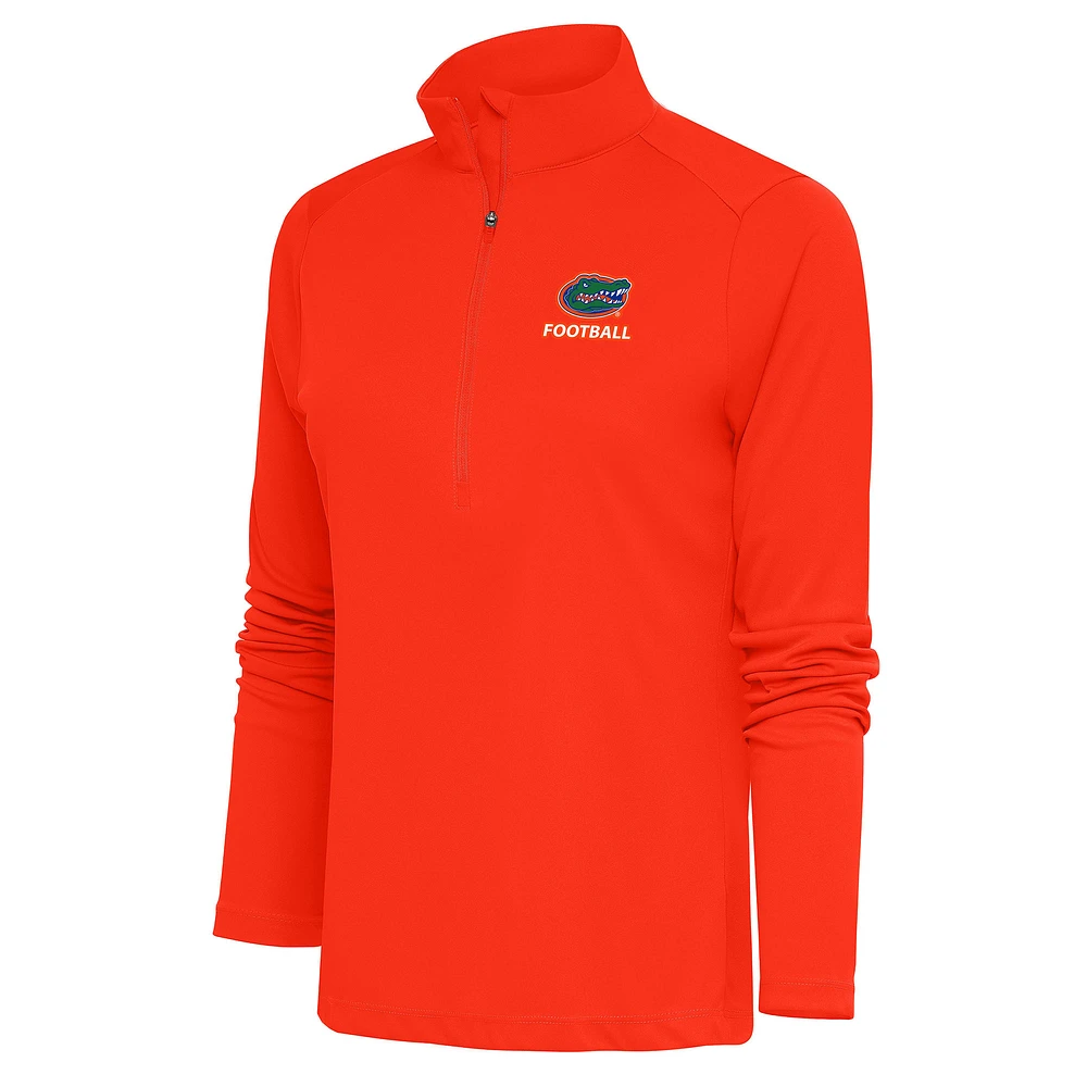 Women's Antigua Orange Florida Gators Football Tribute Half-Zip Pullover Top