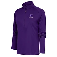 Women's Antigua  Purple Washington Huskies Football Tribute Half-Zip Pullover Top