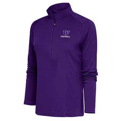 Women's Antigua  Purple Washington Huskies Football Tribute Half-Zip Pullover Top