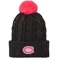 Girls Youth Black Montreal Canadiens Nep Yarn Cuffed Knit Hat with Pom