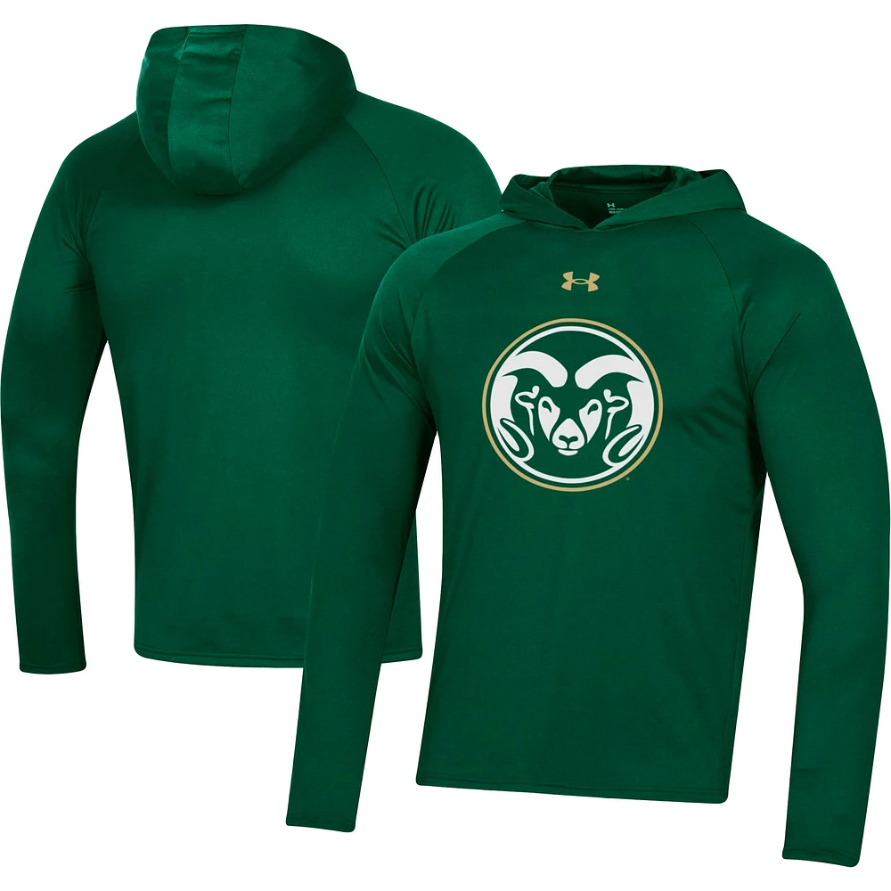 Men's Under Armour  Green Colorado State Rams School Logo Raglan Long Sleeve Hoodie Performance T-Shirt