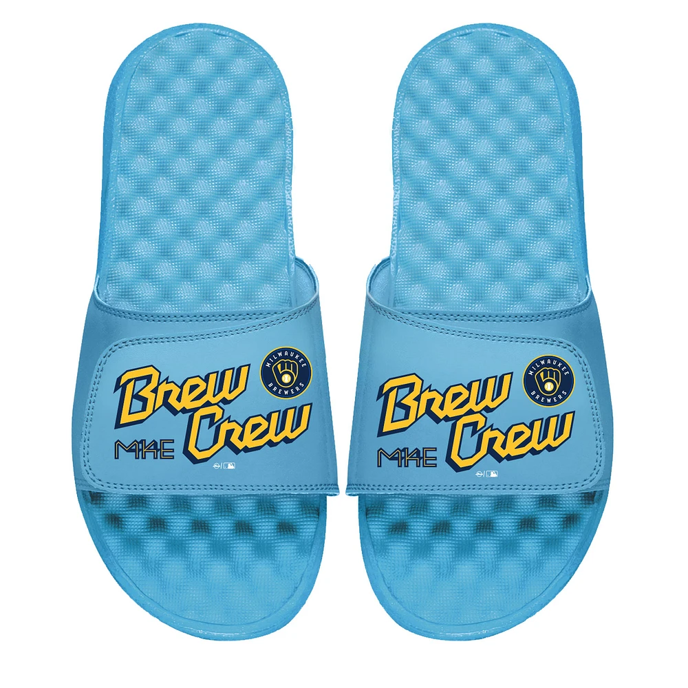 Men's ISlide Light Blue Milwaukee Brewers City Connect Slide Sandals