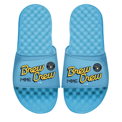 Men's ISlide Light Blue Milwaukee Brewers City Connect Slide Sandals