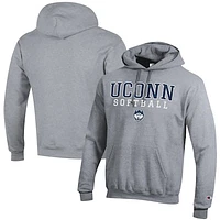 Men's Champion  Gray UConn Huskies Softball Stack Powerblend Pullover Hoodie