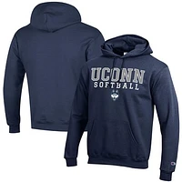 Men's Champion  Navy UConn Huskies Softball Stack Powerblend Pullover Hoodie