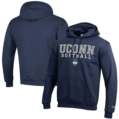 Men's Champion  Navy UConn Huskies Softball Stack Powerblend Pullover Hoodie
