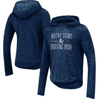 Girls Youth Under Armour Navy Notre Dame Fighting Irish Twist Tech Pullover Hoodie