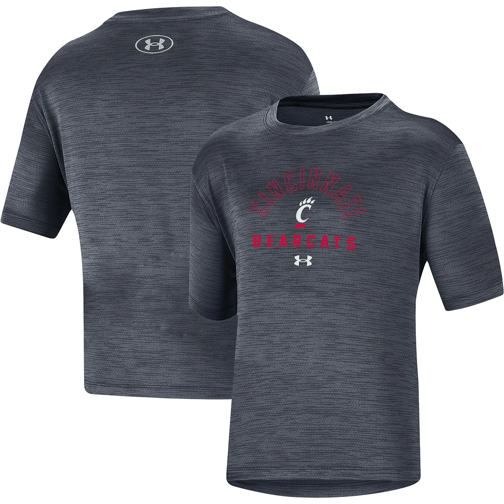 Youth Under Armour Heather Black Cincinnati Bearcats Vent Tech Mesh Performance T-Shirt