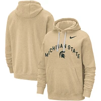 Men's Nike Tan Michigan State Spartans Campus Club Pullover Hoodie