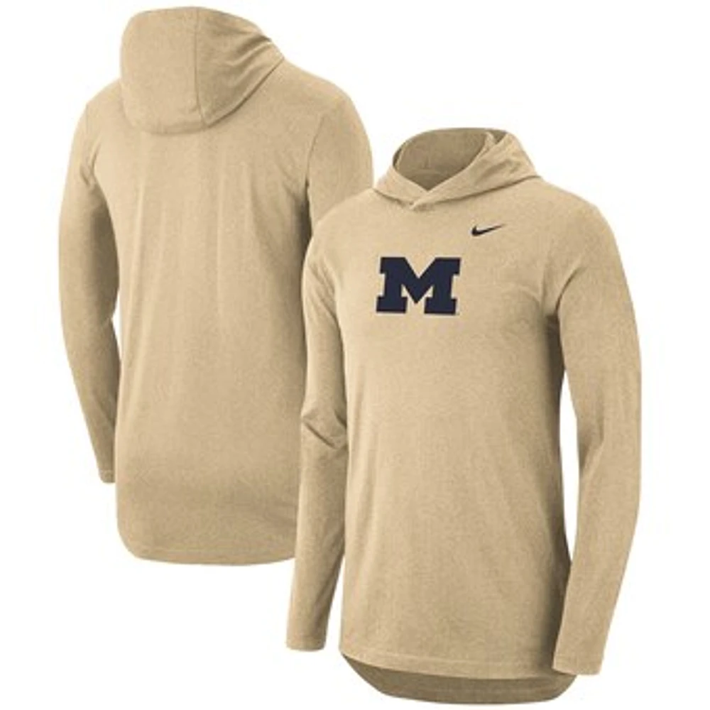 Men's Nike  Tan Michigan Wolverines Campus Long Sleeve Hoodie T-Shirt