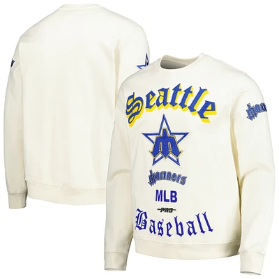 Men's Pro Standard Cream Seattle Mariners Retro Old English Pullover Sweatshirt