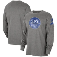 Men's Nike Heather Gray Duke Blue Devils Fast Break Long Sleeve T-Shirt