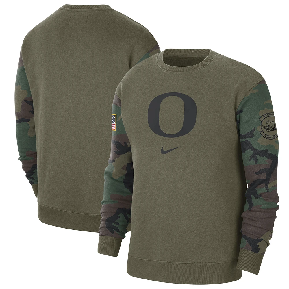 Men's Nike  Olive Oregon Ducks Military Pack Club Pullover Sweatshirt