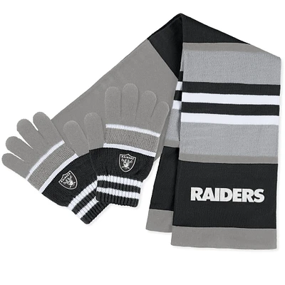 Women's WEAR by Erin Andrews Las Vegas Raiders Stripe Glove & Scarf Set