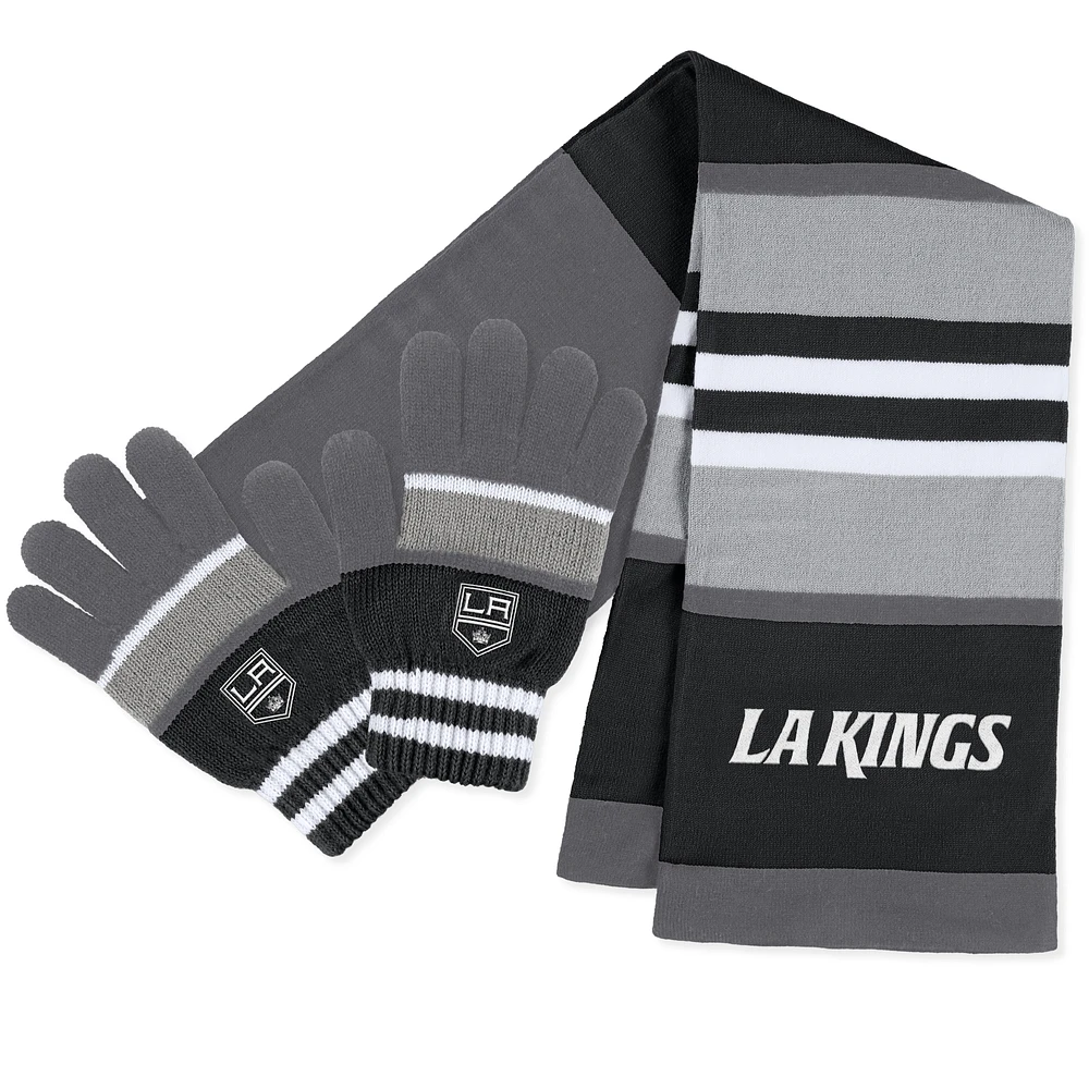 Women's WEAR by Erin Andrews Los Angeles Kings Stripe Glove & Scarf Set