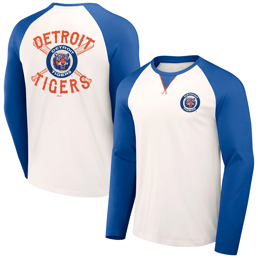 Men's Darius Rucker Collection by Fanatics White/Royal Detroit Tigers Team Color Raglan T-Shirt