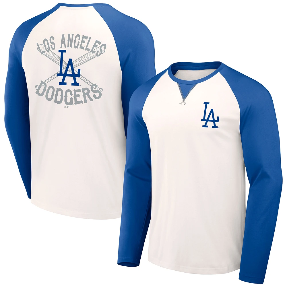 Men's Darius Rucker Collection by Fanatics  White/Royal Los Angeles Dodgers Team Color Raglan T-Shirt