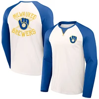 Men's Darius Rucker Collection by Fanatics  White/Royal Milwaukee Brewers Team Color Raglan T-Shirt